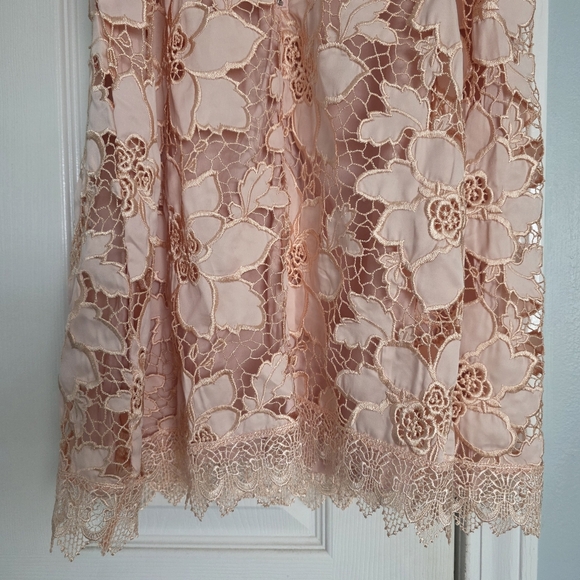 Lovers & Friends Peach Floral Lace Mini Dress L - Picture 5 of 9